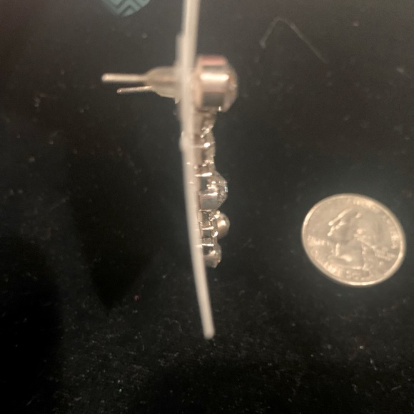 Rhinestone/Silver Dangle Post 
Earrings-Lead/Nickel Free - Picture 3 of 4